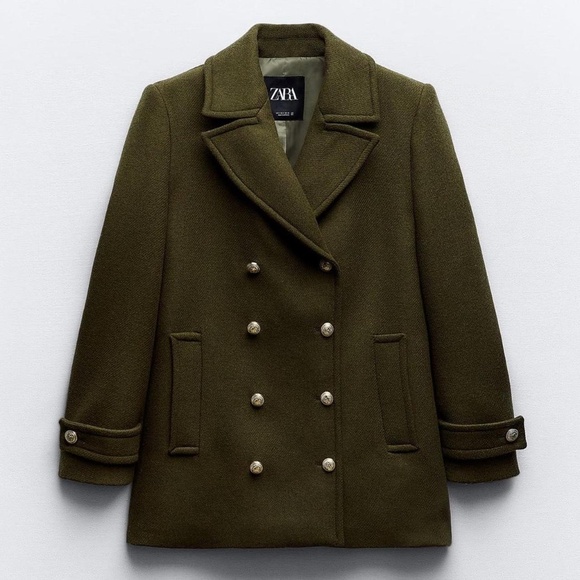 Zara Double Breasted Wool Blend Coat - Picture 1 of 3
